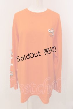 画像1: Candy Stripper / AMSING SKULL ロングスリーブTシャツ 2 オレンジ O-25-05-15-089-PU-TO-YM-ZY