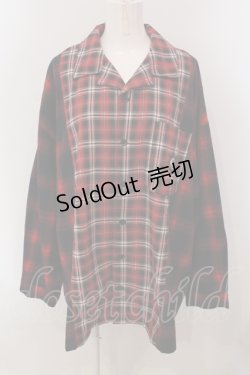 画像1: Candy Stripper / CHECK COMBINED シャツ 2 レッド O-25-05-15-092-PU-BL-YM-ZY