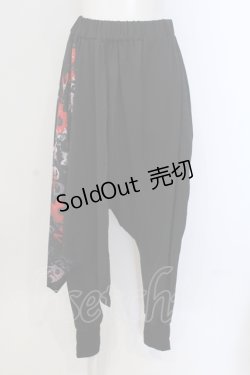 画像1: NieR Clothing / フラップ付きSARROUEL PANTS 【NieR ROSE】 パンツ  ブラック×レッド O-25-05-17-001-PU-PA-IG-OS