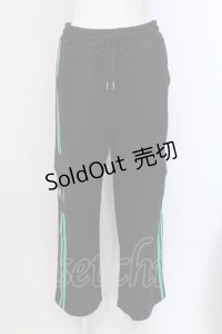NieR Clothing / 4POCKET SIDE LINE SWEATPANTS【シエルFACE】パンツ  ブラック×グリーン O-25-05-17-004-PU-PA-IG-ZT184
