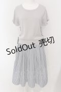 axes femme / ニット切り替えサイドあみ下げワンピース M アオ×グレー O-25-05-17-038-AX-OP-OW-OS
