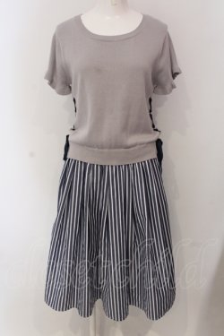 画像1: axes femme / ニット切り替えサイドあみ下げワンピース M アオ×グレー O-25-05-17-038-AX-OP-OW-OS