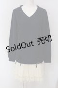 axes femme / 異素材ドッキングチュニック M ネイビー×キナリ O-25-05-17-039-AX-TO-OW-OS