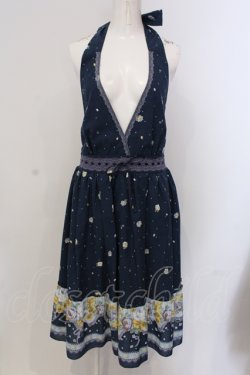 画像1: axes femme / ホルター花柄ワンピース M ネイビー O-25-05-17-040-AX-OP-OW-OS