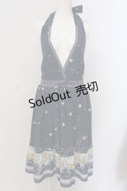 画像1: axes femme / ホルター花柄ワンピース M ネイビー O-25-05-17-040-AX-OP-OW-OS