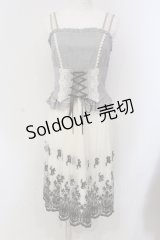 axes femme / 異素材組み合わせワンピース M グレー×キナリ O-25-05-17-042-AX-OP-OW-OS