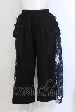 画像1: NieR Clothing / 和柄九尾SIDE BELT WIDE PANTS  ブラック×パープル系 O-25-05-17-005-PU-PA-IG-OS
