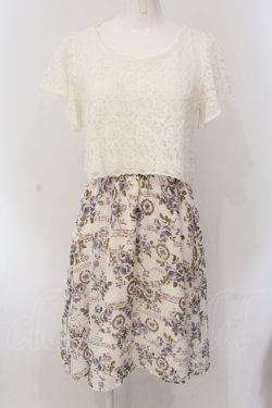 画像1: axes femme / フラワーptドッキングワンピース M キナリ O-25-05-17-048-AX-OP-OW-OS