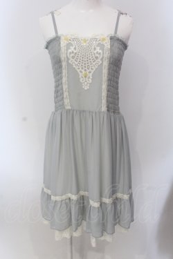 画像1: axes femme / レースシャーリングワンピース M グリーン O-25-05-17-049-AX-OP-OW-OS