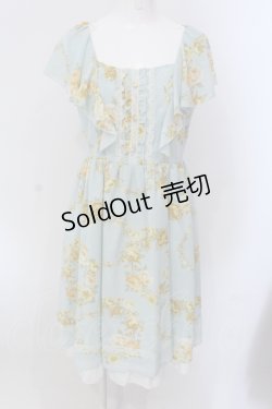 画像1: axes femme / 小花柄シフォンワンピース M グリーン O-25-05-17-050-AX-OP-OW-OS