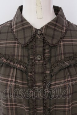 画像2: axes femme / レース配色チェック柄ブラウス M グリーン O-25-05-17-052-AX-BL-OW-OS