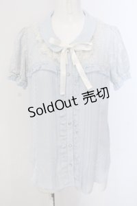 axes femme / レース襟付きブラウス M サックス O-25-05-17-056-AX-BL-OW-OS