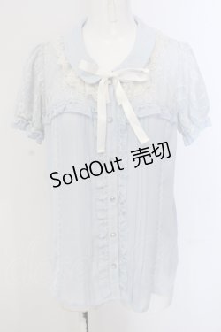 画像1: axes femme / レース襟付きブラウス M サックス O-25-05-17-056-AX-BL-OW-OS