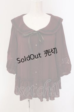 画像1: axes femme / 丸襟タックチュニック M ワイン O-25-05-17-059-AX-TO-OW-OS
