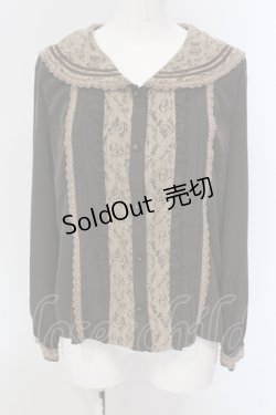 画像1: axes femme POETIQUE / レース配色セーラーブラウス M ブラウン O-25-05-17-061-AX-BL-OW-OS