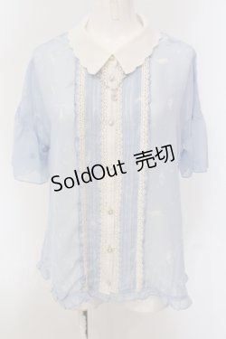 画像1: axes femme / ムーンキャットブラウス M サックス O-25-05-17-065-AX-BL-OW-OS