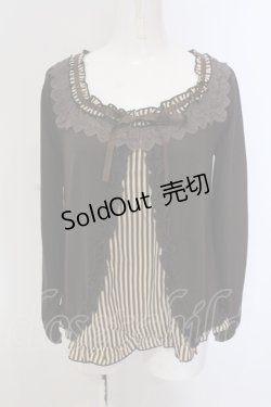 画像1: axes femme / レジメ柄スリット開きプルオーバー M ブラウン O-25-05-17-067-AX-TO-OW-OS