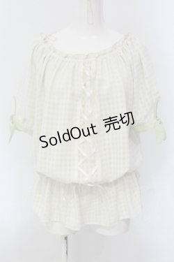 画像1: axes femme / ギンガムチェックシフォントップス M グリーン O-25-05-17-069-AX-TO-OW-OS