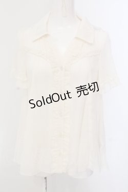 画像1: axes femme / シアーストライプフリルブラウス M キナリ O-25-05-17-072-AX-BL-OW-OS