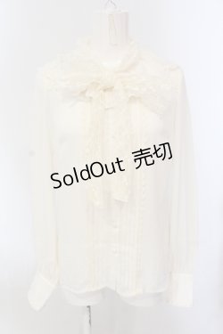 画像1: axes femme kawaii / レースボータイフリルブラウス M キナリ O-25-05-17-074-AX-BL-OW-OS