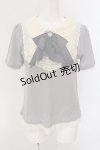 axes femme / リボンタイ半袖プルオーバー M グレー O-25-05-17-075-AX-TO-OW-OS