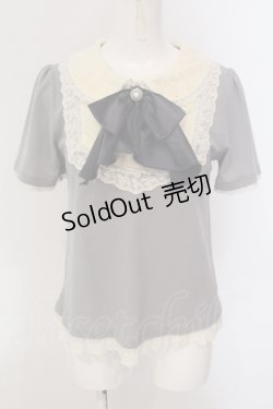 画像1: axes femme / リボンタイ半袖プルオーバー M グレー O-25-05-17-075-AX-TO-OW-OS
