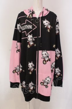 画像1: NieR Clothing / BICYCLE ZIP PARKA パーカー  ピンク×ブラック O-25-05-17-009-PU-TO-IG-OS