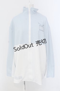 画像1: 【SALE】NieR CLOTHING / BICOLORハイネックジャージ【BLUE】  サックス×ホワイト O-25-05-17-011-PU-TO-IG-ZT211