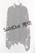 NieR Clothing / 着物風袖ブロッキングシャツ【和柄九尾(赤)】  ブラック×レッド O-25-05-17-014-PU-BL-IG-OS