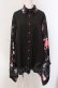 画像1: NieR Clothing / 着物風袖ブロッキングシャツ【和柄九尾(赤)】  ブラック×レッド O-25-05-17-014-PU-BL-IG-OS (1)