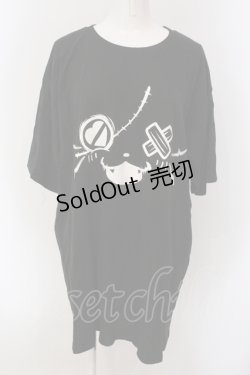 画像1: NieR Clothing / ミケFACE BIG CUTSEW  ブラック O-25-05-17-017-PU-TS-IG-OS