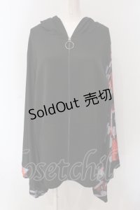 NieR Clothing / OIOIコラボ着物袖ZIPパーカー  ブラック×レッド O-25-05-17-018-PU-TO-IG-OS