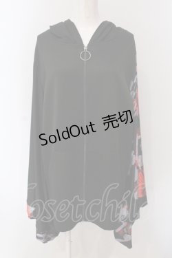 画像1: NieR Clothing / OIOIコラボ着物袖ZIPパーカー  ブラック×レッド O-25-05-17-018-PU-TO-IG-OS