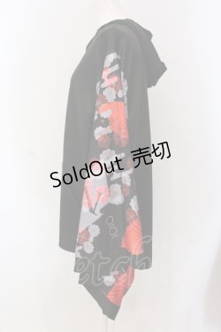 画像2: NieR Clothing / OIOIコラボ着物袖ZIPパーカー  ブラック×レッド O-25-05-17-018-PU-TO-IG-OS