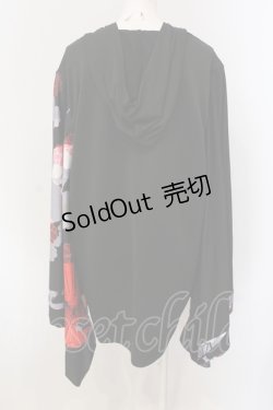 画像3: NieR Clothing / FAKEチャイナボタン着物風袖PULLOVER プルオーバー  ブラック×レッド和傘 O-25-05-17-009-PU-TO-IG-OS