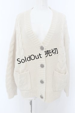 画像1: F&A / ポケット付きケーブルニットカーディガン  アイボリー O-25-05-18-038-LO-TO-IG-OS