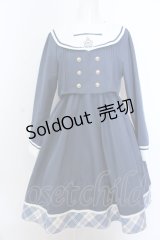 Amavel / School Check Setup風セーラーワンピース F アオ O-25-05-18-053-CA-OP-OW-OS