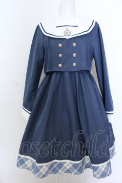 画像1: Amavel / School Check Setup風セーラーワンピース F アオ O-25-05-18-053-CA-OP-OW-OS