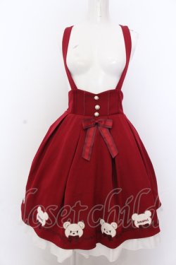 画像1: Amavel / Mocomoco Bearアップリケスカート F ワイン O-25-05-18-056-CA-SK-OW-OS