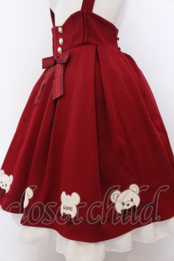 画像2: Amavel / Mocomoco Bearアップリケスカート F ワイン O-25-05-18-056-CA-SK-OW-OS
