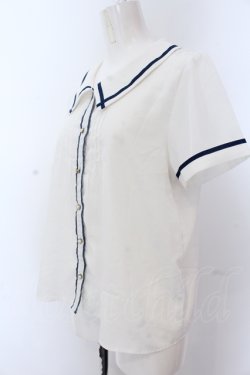 画像2: Amavel / パイピングブラウス F シロ×ネイビー O-25-05-18-058-CA-BL-OW-OS