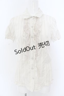 画像1: axes femme / トランプJQフリルブラウス M キナリ O-25-05-18-059-AX-BL-OW-OS