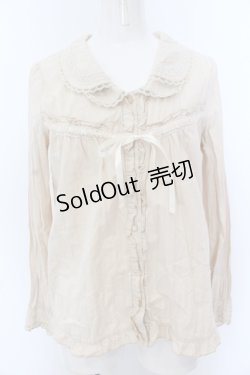 画像1: axes femme / ダブルカラー梯子レースブラウス M キナリ O-25-05-18-062-AX-BL-OW-OS