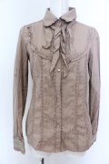 axes femme / ジャガードフリルブラウス M ピンクベージュ O-25-05-18-063-AX-BL-OW-OS