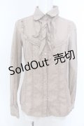 axes femme / ジャガードフリルブラウス M ピンクベージュ O-25-05-18-063-AX-BL-OW-OS