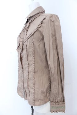 画像2: axes femme / ジャガードフリルブラウス M ピンクベージュ O-25-05-18-063-AX-BL-OW-OS