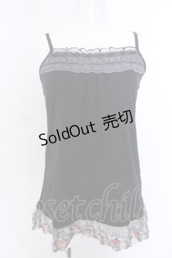 画像1: axes femme / 総レース・立体お花付きキャミソール M クロ O-25-05-18-066-AX-TO-OW-OS