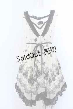 画像1: axes femme / チュールフロッキー切替ワンピース M キナリ O-25-05-18-074-AX-OP-OW-OS
