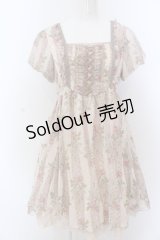 axes femme / タッセルローズストライプワンピース M ピンクベージュ O-25-05-18-083-AX-OP-OW-OS