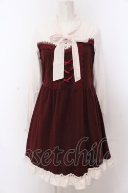 画像1: axes femme / ビスチェ風切り替えワンピース M ワイン×シロ O-25-05-18-084-AX-OP-OW-OS